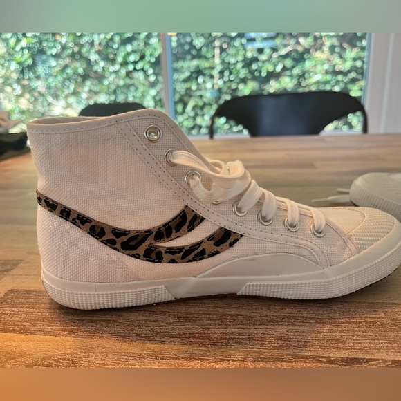 Superga high top tennis shoe size 39.5 8.5 cheetah leopard white fun - Picture 6 of 8